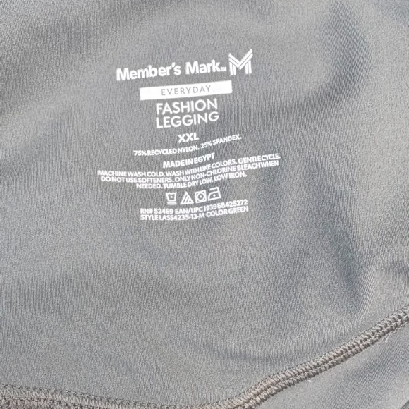 Members Mark Set Of Two Woman's Leggings, Size XXL Gray and Green - Picture 3 of 4
